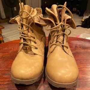 Women’s tan fashion boots, hardly worn.